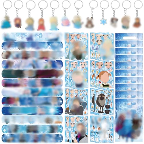 Partytütenfüller für Kinder, Geburtstagsparty-Gastgeschenke für Kinder mit 12 Slap-Bändern, 16 DIY-Ausdrucks-Aufklebern, 12 Schlüsselanhänger und 10 Öko-Papier-Geschenktüten, Zubehör für Jungen und Partytütenfüller für Kinder, Geburtstagsparty-Gastgeschenke für Kinder mit 12 Slap-Bändern, 16 DIY-Ausdrucks-Aufklebern, 12 Schlüsselanhänger und 10 Öko-Papier-Geschenktüten, Zubehör für Jungen und von Sidesea
