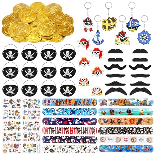 Piraten Party Mitgebsel Kinder, 78 Stück Piraten Spielzeug Set Piraten Mitgebsel Kindergeburtstag Augenklappe Pirat Schnurrbart Schlüsselanhänger Ring Goldtaler Schokolade Aufkleber Slap-Armband Piraten Party Mitgebsel Kinder, 78 Stück Piraten Spielzeug Set Piraten Mitgebsel Kindergeburtstag Augenklappe Pirat Schnurrbart Schlüsselanhänger Ring Goldtaler Schokolade Aufkleber Slap-Armband von Sidesea