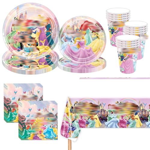 Prinzessin Partygeschirr Geburtstag, 81 Stück Party Geschirr Deko Set, Partygeschirr Kindergeburtstag Enthalten Teller Pappbecher Servietten Rosa Tischdecken, Prinzessinnen Deko Geburtstag Mädchen Prinzessin Partygeschirr Geburtstag, 81 Stück Party Geschirr Deko Set, Partygeschirr Kindergeburtstag Enthalten Teller Pappbecher Servietten Rosa Tischdecken, Prinzessinnen Deko Geburtstag Mädchen von Sidesea