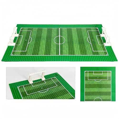 Baustein Fußballfeld Grundplatte mit Fußballtor, 2 Stück Fußball-Arena Fußballplatz für Bauklötze, Kompatibel mit Allen großen Marken Minifiguren, 2 Stück 25 x 25 cm, 32 x 32 Punkte Baustein Fußballfeld Grundplatte mit Fußballtor, 2 Stück Fußball-Arena Fußballplatz für Bauklötze, Kompatibel mit Allen großen Marken Minifiguren, 2 Stück 25 x 25 cm, 32 x 32 Punkte von Siellmy