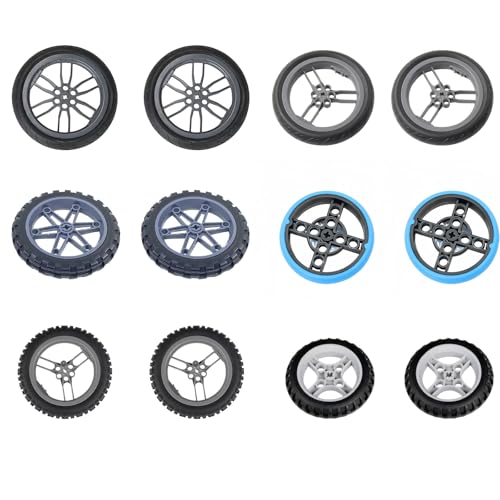 Technik Reifen & Felgen Ersatzteile Set, 12 Stück für Technik Motorradreifen Fahrradreifen Bausatz, Technik Räder und Achs-Set Klemmbausteine Kompatibel mit Technic Bausätze Technik Reifen & Felgen Ersatzteile Set, 12 Stück für Technik Motorradreifen Fahrradreifen Bausatz, Technik Räder und Achs-Set Klemmbausteine Kompatibel mit Technic Bausätze von Siellmy
