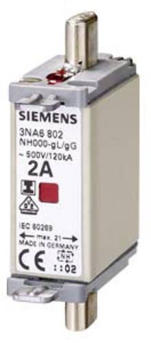 Siemens 3NA6802 Sicherungseinsatz Sicherungsgröße = 0 2A 500V 3St. von Siemens