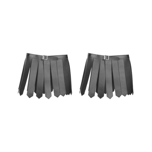 Siepificius 2 Set Römischer Gladiator Rock Rave Party PU Cosplay Verstellbar Römer Krieger Kostüm Schwarz 110 cm von Siepificius