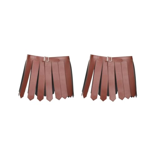 Siepificius 2 Set Römischer Gladiatorenrock Rave Party PU Cosplay Verstellbar Römischer Krieger Kostüm Braun Dunkelbraun 110 cm von Siepificius