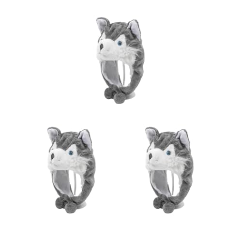 Siepificius 3er-Set Plüschtier-Wintermütze, Party, Damen und Herren, Neuheit, Kinder-Kopfbedeckung, Husky-Beanie von Siepificius