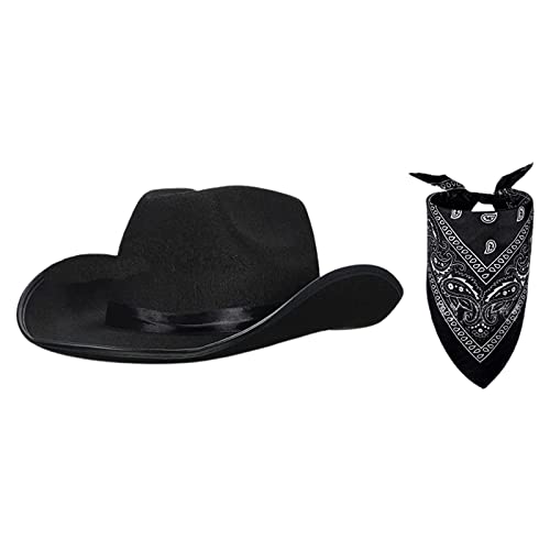 Siepificius Cowboyhut mit Halstuch, quadratischer Haarschal für Auftritte, Cosplay, Schwarz Siepificius Cowboyhut mit Halstuch, quadratischer Haarschal für Auftritte, Cosplay, Schwarz von Siepificius