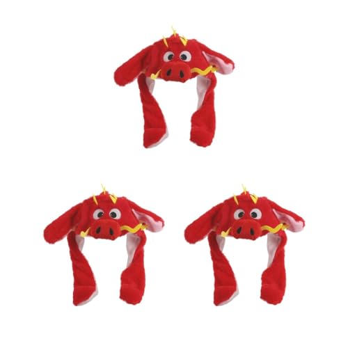 Siepificius Drachenhut, Plüschschal, trendig, bewegliche Ohren, Hut für Mädchen, Jungen, Teenager, Halloween, Rot, 3 Stück Siepificius Drachenhut, Plüschschal, trendig, bewegliche Ohren, Hut für Mädchen, Jungen, Teenager, Halloween, Rot, 3 Stück von Siepificius