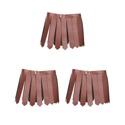 Siepificius Römische Gladiatorenröcke aus Polyurethan für Cosplay, Römische Krieger-Kostüme, verstellbar, 110 cm, Dunkelbraun, 3 Stück von Siepificius