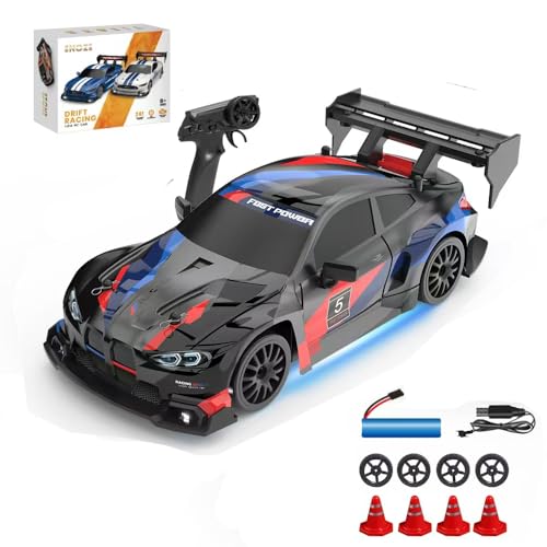 Siereolly Drift Car 1:24 Rennauto Ferngesteuert 20km/h 4WD 2,4 GHz Fernsteuerung Mini RC Car mit LED-Leuchten Für Kinder von Siereolly