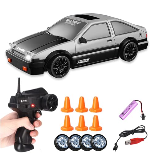 Siereolly RC Drift Car 1:24 Ferngesteuertes Auto 2,4Ghz Spielzeugauto 15km/h 4WD Ferngesteuertes Rennauto mit Arbeitsscheinwerfern Geschenk für Erwachsene Kinder von Siereolly