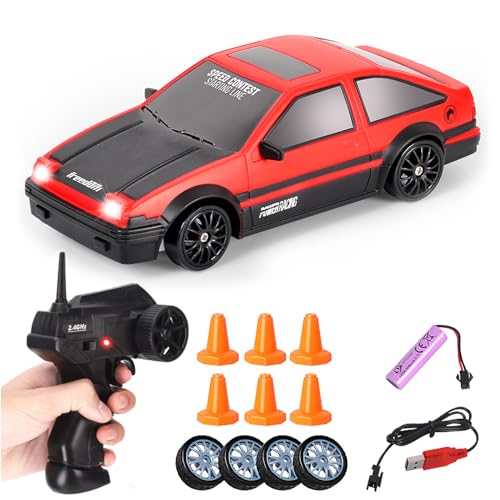 Siereolly RC Drift Car 1:24 Ferngesteuertes Auto 2,4Ghz Spielzeugauto 15km/h 4WD Ferngesteuertes Rennauto mit Arbeitsscheinwerfern Geschenk für Erwachsene Kinder von Siereolly