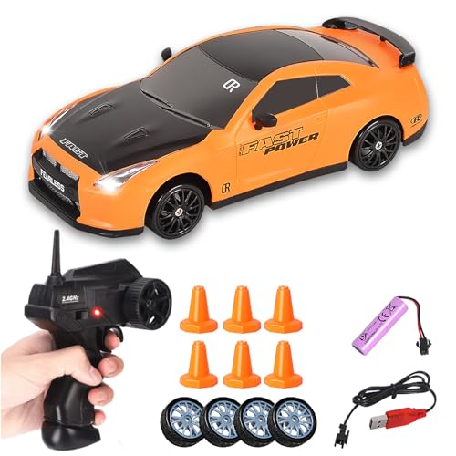 Siereolly RC Drift Car 1:24 Ferngesteuertes Auto 2,4Ghz Spielzeugauto 15km/h 4WD Ferngesteuertes Rennauto mit Arbeitsscheinwerfern Geschenk für Erwachsene Kinder von Siereolly