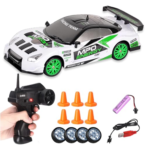 Siereolly RC Drift Car 1:24 Ferngesteuertes Auto 2,4Ghz Spielzeugauto 15km/h 4WD Ferngesteuertes Rennauto mit Arbeitsscheinwerfern Geschenk für Erwachsene Kinder Siereolly RC Drift Car 1:24 Ferngesteuertes Auto 2,4Ghz Spielzeugauto 15km/h 4WD Ferngesteuertes Rennauto mit Arbeitsscheinwerfern Geschenk für Erwachsene Kinder von Siereolly