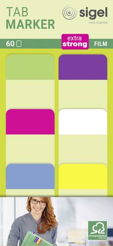 Sigel Haftmarker HN203 Grün, Gelb, Pink, Blau, Violett, Weiß von Sigel