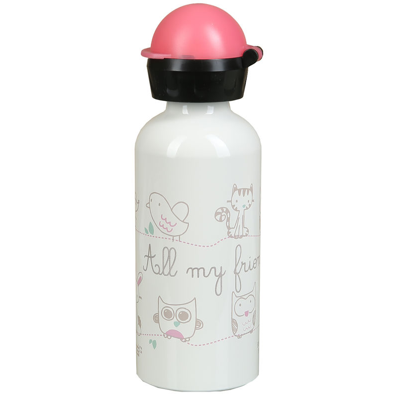 Aluminium-Trinkflasche ALL MY FRIENDS (0,4L) in weiß/pink von Sigg