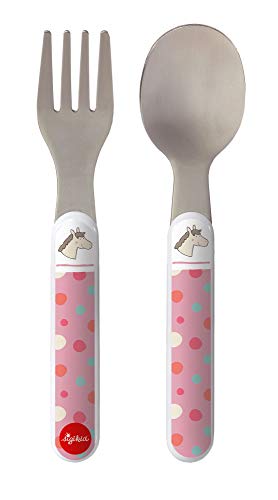 SIGIKID 25083 Kinder-Besteck Pony Hoppe Dot Mädchen Besteckset Gabel&Löffel empfohlen ab Geburt rosa von Sigikid