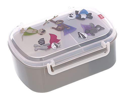 SIGIKID 25135 Brotzeitbox Helden OnTour Lunchbox BPA-frei Mädchen und Jungen Lunchbox empfohlen ab 2 Jahren grau, 11 x 7 x 17 von Sigikid