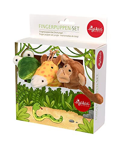 SIGIKID 42493 Fingerpuppen-Set Dschungel My Little Theatre Mädchen und Jungen Babyspielzeug empfohlen ab 6 Monaten braun/grün/orange von Sigikid
