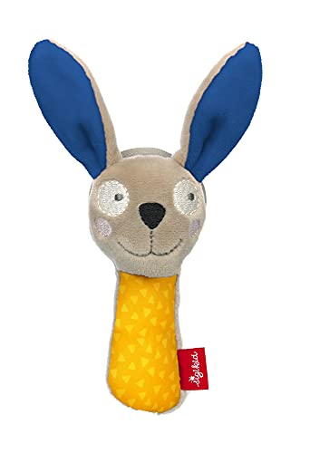 SIGIKID 42601 Greifling Hase mit Spiegel Red Stars Mädchen Babyspielzeug empfohlen ab 3 Monaten grau/gelb von Sigikid