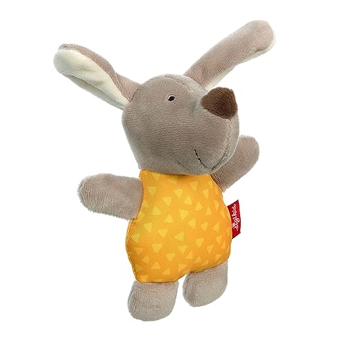 SIGIKID 42799 Rassel Hund Red Stars Mädchen und Jungen Babyspielzeug empfohlen ab Geburt gelb/grau von Sigikid