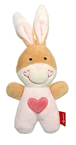 SIGIKID 42804 Rassel Hase Red Stars Mädchen Babyspielzeug empfohlen ab Geburt rosa/beige von Sigikid