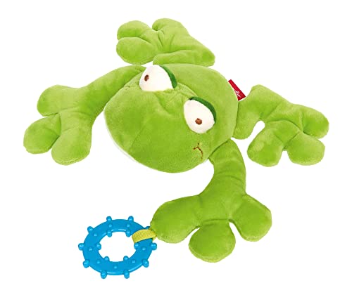 SIGIKID 42941 Aktiv-Greifling Frosch, PlayQ Lernspielzeug, mit Beißring und Glöckchen: greifen, spielen, lernen, für Babys ab 3 Monaten, Frosch/Grün 12 x 9,5 cm von Sigikid