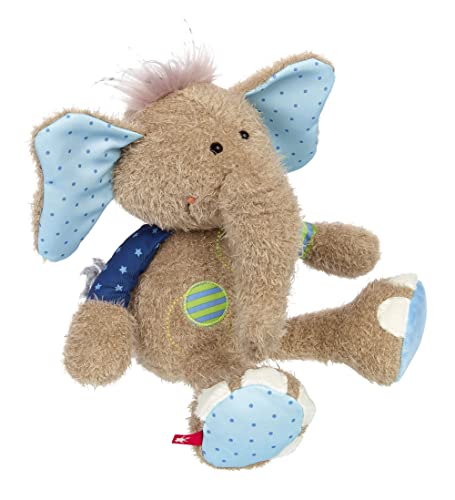 SIGIKID 42962 Stofftier Elefant blau Patchwork Sweety Kuscheltier zum Spielen & Schmusen aus weichem Materialmix für Babys und Kinder, Jungen und Mädchen von 0 bis 8 Jahren Mehrfarbig/Elefant 26 cm von Sigikid