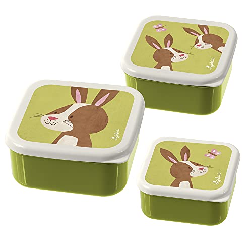 SIGIKID 25120 Snackboxen 3er-Set Hase Forest Lunchbox BPA-frei Mädchen Lunchboxen empfohlen ab 2 Jahren grün von Sigikid