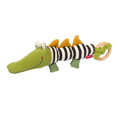 SIGIKID 39212 Strick-Greifling Krokodil Baby Strick Mädchen und Jungen Babyspielzeug empfohlen ab 3 Monaten grün/schwarz-weiß von Sigikid