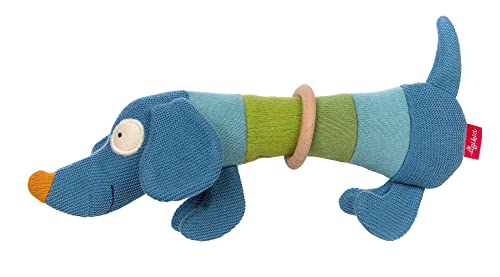 SIGIKID 39376 Strick-Greifling Hund Baby Strick Mädchen und Jungen Babyspielzeug empfohlen ab 3 Monaten blau/grün von Sigikid