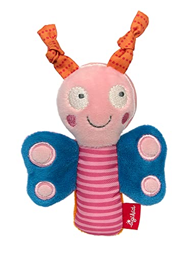 SIGIKID 42602 Greifling Schmetterling mit Spiegel Red Stars Mädchen Babyspielzeug empfohlen ab 3 Monaten rosa/blau von Sigikid