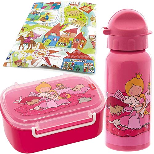 Sigikid Brotdose und Trinkflasche Pinky Queeny Hund Schulanfang Kindergarten Brotzeitbox mit Trennwand Mädchen pink/rosa von Sigikid