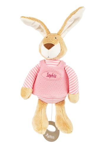 Sigikid Spieluhr mit Namen Bestickt, personalisiertes Geschenk Wunschmelodie wählbar, Hase rosa Rosa,OneSize von Sigikid