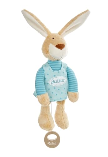 Sigikid Spieluhr mit Namen Bestickt, personalisiertes Geschenk Wunschmelodie wählbar, Hase türkis Türkis,OneSize von Sigikid