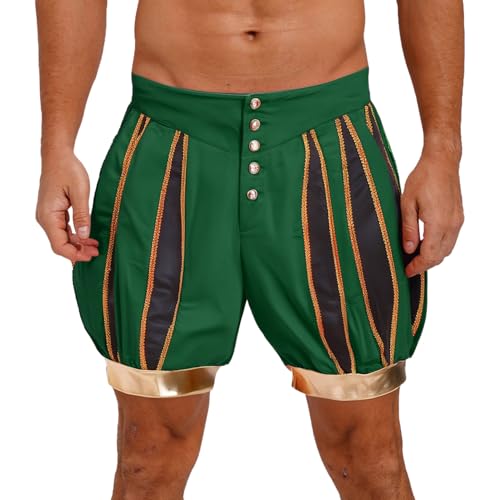 SiiRoh Erwachsene Herren Mittelalterlicher Prinz Kostüm Kontrastfarbe Hoch Taillierte Laternen Shorts Hose Grün L SiiRoh Erwachsene Herren Mittelalterlicher Prinz Kostüm Kontrastfarbe Hoch Taillierte Laternen Shorts Hose Grün L von SiiRoh