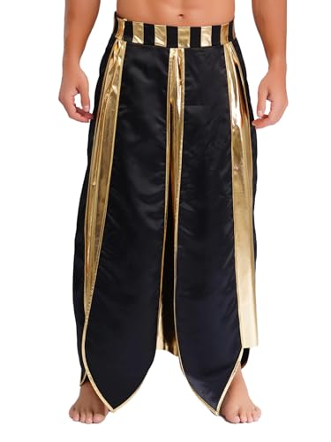 SiiRoh Herren Ägyptischer Pharao Kostüm Farbblock Gürtel Rock König Von Ägypten Rollenspiel Outfits Schwarz M von SiiRoh