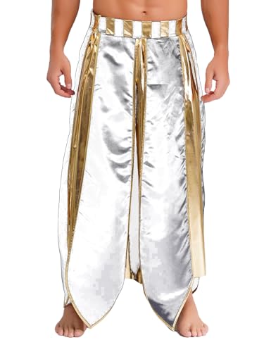 SiiRoh Herren Ägyptischer Pharao Kostüm Farbblock Gürtel Rock König Von Ägypten Rollenspiel Outfits Weiß L von SiiRoh