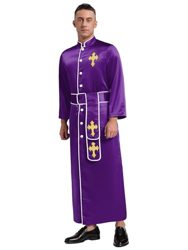 SiiRoh Herren Geistlichen Kostüm Liturgische Kirche Priester Cosplay Outfits Für Halloween Themenparty Lila XL SiiRoh Herren Geistlichen Kostüm Liturgische Kirche Priester Cosplay Outfits Für Halloween Themenparty Lila XL von SiiRoh