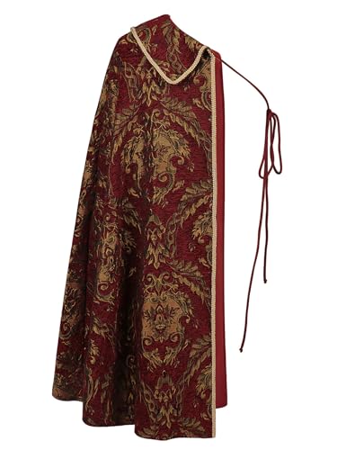 SiiRoh Herren Retro Renaissance Umhang Mittelalterlicher Ritter Halbschultercape Für Halloween Mottoparty Rot Einheitsgröße von SiiRoh