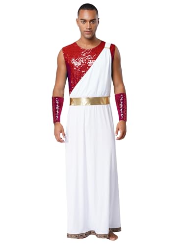 SiiRoh Herren Römischer Senator Kostüm Griechische Outfits Kontrastfarbe Pailletten Patchwork Tunika Kleid Burgund XXL SiiRoh Herren Römischer Senator Kostüm Griechische Outfits Kontrastfarbe Pailletten Patchwork Tunika Kleid Burgund XXL von SiiRoh