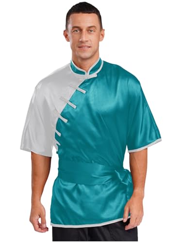 SiiRoh Herren Traditionelle Chinesische Tai Chi Oberteile Langärmelige Froschknopf Hemden Kung Fu Kleidung Hellblau L SiiRoh Herren Traditionelle Chinesische Tai Chi Oberteile Langärmelige Froschknopf Hemden Kung Fu Kleidung Hellblau L von SiiRoh
