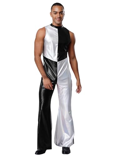 SiiRoh Herren er Disco Tanzoutfits Einteilig Farbblock Ärmellos Metallisch Jumpsuit Clubwear Schwarz XXL SiiRoh Herren er Disco Tanzoutfits Einteilig Farbblock Ärmellos Metallisch Jumpsuit Clubwear Schwarz XXL von SiiRoh