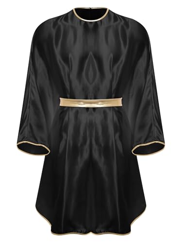 SiiRoh Männer Engel Cosplay Kostüm Goldener Glanz Besatz Fledermausflügel Ärmel Umhang Maskenball Outfits Schwarz XL von SiiRoh