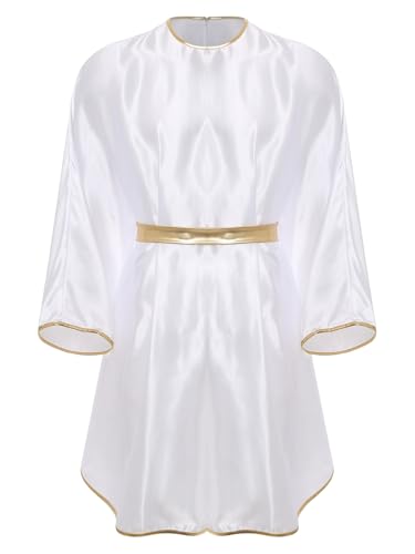 SiiRoh Männer Engel Cosplay Kostüm Goldener Glanz Besatz Fledermausflügel Ärmel Umhang Maskenball Outfits Weiß XL von SiiRoh