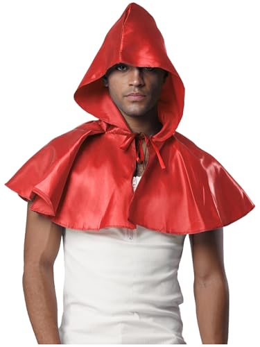 SiiRoh Männer Mittelalterlicher Hexenschnitter Kapuzenumhang Kurz Cape Poncho Vordere Schnürung Umhang Für Halloween Mottoparty Rot Einheitsgröße SiiRoh Männer Mittelalterlicher Hexenschnitter Kapuzenumhang Kurz Cape Poncho Vordere Schnürung Umhang Für Halloween Mottoparty Rot Einheitsgröße von SiiRoh