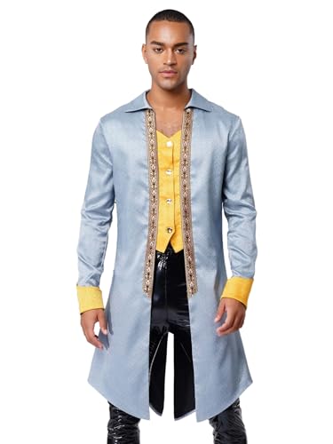 SiiRoh Mittelalterliches Renaissance Kostüm Für Herren Zirkusdirektor Cosplay Frack Jacke Für Halloween Grau Blau 3XL SiiRoh Mittelalterliches Renaissance Kostüm Für Herren Zirkusdirektor Cosplay Frack Jacke Für Halloween Grau Blau 3XL von SiiRoh