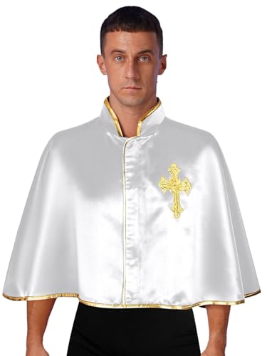 SiiRoh Unisex Erwachsene Priester Kostüm Christliches Kreuz Stickmittelalter Tunika Schal Umhang Weiß Einheitsgröße SiiRoh Unisex Erwachsene Priester Kostüm Christliches Kreuz Stickmittelalter Tunika Schal Umhang Weiß Einheitsgröße von SiiRoh
