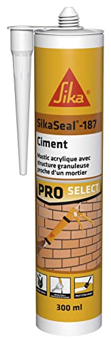 Sika - SikaSeal-187 Zement, grau, Acryl-Dichtstoff in Mörteloptik, ideal für kleine Reparaturen und Fugen von Mauerwerk im Innen- und Außenbereich, Zementnachbildung, 300 ml von Sika