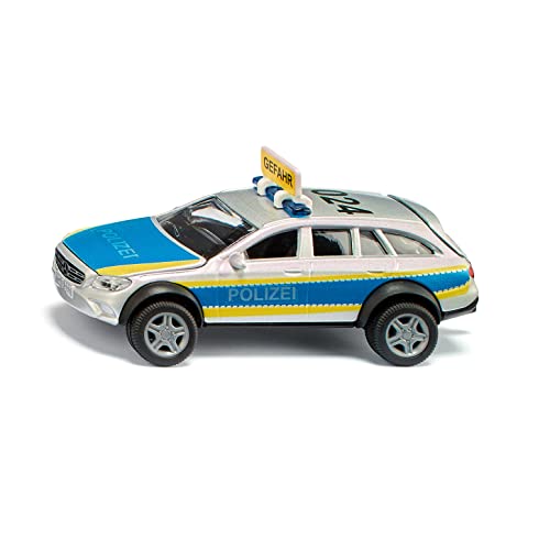 siku 2302, Polizeiauto Mercedes-Benz E-Klasse, All Terrain 4x4², Polizei-Spielzeug, 1:50, Metall/Kunststoff, Blau/Weiß, Inkl. Warnschild mit Aufklebern, Öffenbare Motorhaube und Heckklappe von ボーネルンド