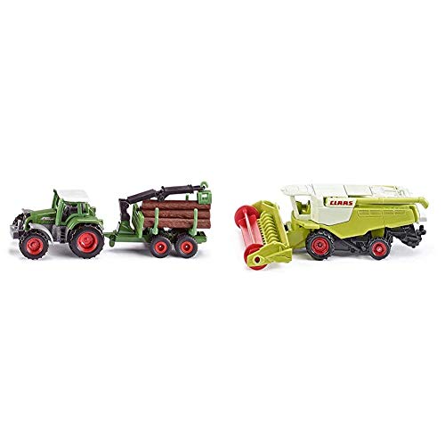 SIKU 1645, Traktor mit Forstanhänger, Metall/Kunststoff, Grün, Inkl. 6 Baumstämmen & 1476, Claas Mähdrescher, Metall/Kunststoff, Grün, Bewegliche Haspel, Schwenkbares Abtankrohr SIKU 1645, Traktor mit Forstanhänger, Metall/Kunststoff, Grün, Inkl. 6 Baumstämmen & 1476, Claas Mähdrescher, Metall/Kunststoff, Grün, Bewegliche Haspel, Schwenkbares Abtankrohr von Siku